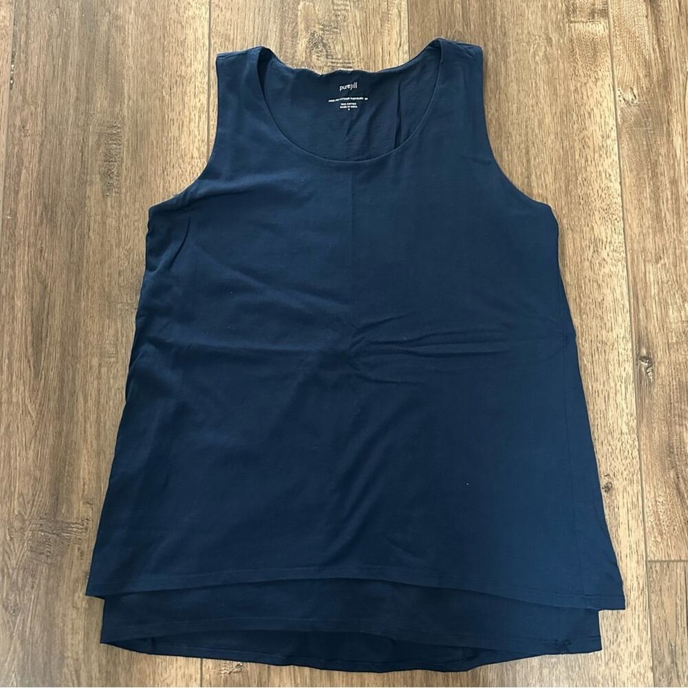 Pure Jill Women's Navy Blue‎ Sleeveless Top, Tank, Overlay, Flowy, Flattering, S